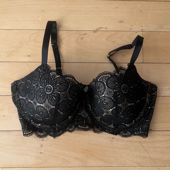 Aerie Real Power Balconette Black Floral Lightly Lined Bra - Picture 3 of 7